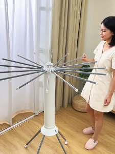 Foldable Clothes Rack Octopus Clothes Drying Rack with 4/16 Drying Rods Heavy Duty Household Drying Rack Metal Adjustable Clothes Dryer Rack for Bedroom Balcony Save Space Strong Load Bearing