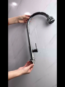 BAOKEMO 360° Rotatable Stainless Steel Single Handle Cold Water Tap With Four Spray Modes Kitchen Sink Faucet