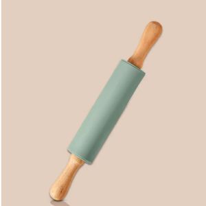 Cây Cán Bột Silicon Chống Dính Có Tay Cầm Gỗ Dụng Cụ Nhà Bếp Thân Thiện Với Môi Trường Dùng Cán Bột Bánh Ngọt Bột Mì Làm Mì Ống Và Bánh Quy