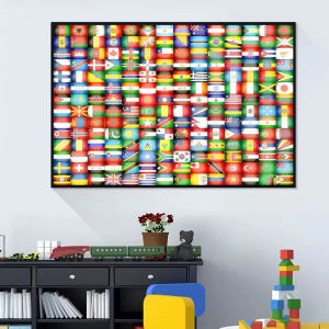 500/1000/1200/2000PCS Puzzle Fun World Flags Map Educational Canvas Painting For Kids Room Decor Family Game Brain Teaser Toy