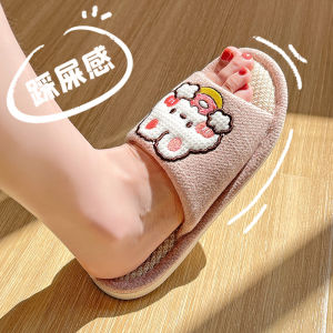 Linen Slippers Womens Summer Spring & Fall All Year Round Indoor Home Couple Non Slip Cotton Linen Wooden Floor For Home Slippers Men