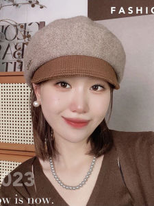 หมวกเบเร่ต์ทรงแปดเหลี่ยมฤดูใบไม้ร่วง/ฤดูหนาวสำหรับผู้หญิง หมวกทรงปากเป็ดพับได้ ทรงสั้น ทรงสี่เหลี่ยม ทรงกลม หมวกผ้าฝ้ายผสมโพลีเอสเตอร์