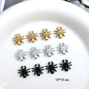 30PCS Creative Spider เรซิ่นเล็บ Charms 3D จําลอง Shining สามสี Spider ฮาโลวีน Series ตกแต่งเล็บสําหรับ DIY