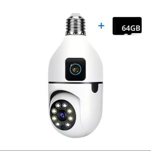 กล้องหลอดไฟ 1080P WIFI แบบเลนส์คู่ กล้อง IP ไร้สาย PTZ พร้อมวิดีโอ มองเห็นในเวลากลางคืน เสียงสองทาง สำหรับใช้งานภายในอาคาร