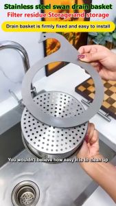 BECORATE Sink Drain Basket Bathroom Dish Filter Storage Shelf Drain Water Basket Stainless Steel Kitchen Basin Organizer Hanging Basket