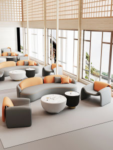 Luxurious Business Hall Sofa Office Hotel Reception Area Beauty Salon Waiting Room Casual Sofa Modern Simple Style Leather Art