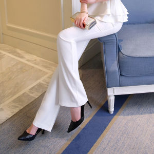 MUBEELE | Fashionable White Thin Wide Leg Pants High Waist Micro Flared Drapey Womens Summer New Arrival MUBEELE High Quality Polyester Spandex