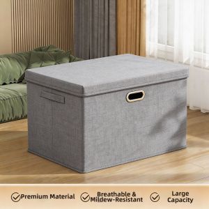 HUAAOBAI | Cotton Linen Foldable Storage Box with Lid