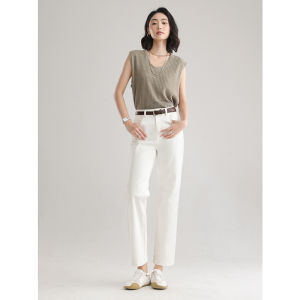 HIPPIE MISS | Waterproof Anti-dirt Straight Leg Jeans Women 9-length White