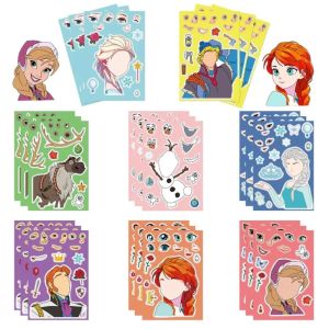 Bandai | 8 Cái/bộ F-r-o-z-e-n Hoạt Hình Anime Dán DIY Lắp Ráp Ghép Hình Decal Sáng Tạo Văn Phòng Phẩm Trò Chơi Làm Khuôn Mặt Sinh Nhật Quà Tặng