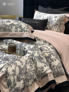 ผ้าห่มแบบนอนเปล่าสไตล์อเมริกัน ผ้าฝ้ายยาว ผ้าปูที่นอน 4 ชิ้น Pure Cotton 100S ผ้าคลุมหมอน ผ้าฝ้ายแท้ เสื้อผ้าสำหรับนอน