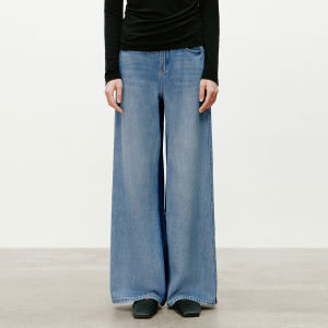 DESIGNICE | Loose Fit High Waist Cotton Washed Denim Jeans