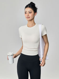 Áo Thun Nữ Tay Ngắn Mùa Hè Mới Ôm Vừa Vặn Thể Dục Yoga Chạy Bộ Tập Luyện Thể Dục Cổ Tròn Thấm Hút Mồ Hôi