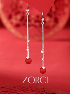 Pure Silver Tassel Earrings Womens Christmas Festive New Year Zodiac Red Fortunate Ear Jewelry 2026 New Style  out