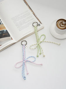 Handmade Butterfly Knot Woven Leather Keychain Pendant Fresh Girls Bag Accessory Key Holder Fashionable Trendy Design
