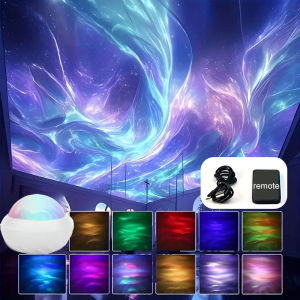 LED USB Galaxy Projector Lamp 360° Northern Aurora Ball Atmosphere Night Lights with Remote Control for Party Home Ceiling Decor