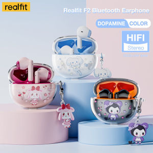 Realfit F2 True Wireless Earphone Bluetooth Bass Pencocokan multiwarna Dipakai Sepanjang 5 Jam