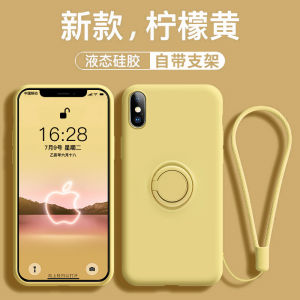 เคสโทรศัพท์ซิลิโคนเหลวบางเฉียบสําหรับ Apple X Xs Max Xr ชายและหญิง < Ne1> สีคลุมทั้งหมด Anti-fall Creative ขาตั้งแหวน