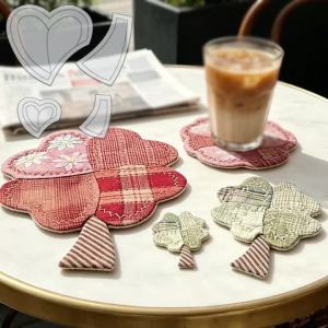 YOMDID 4pcs Heart & Flower Patchwork Templates Multi-Size Floral Pattern Sewing Stencils Reusable Embroidery Guide