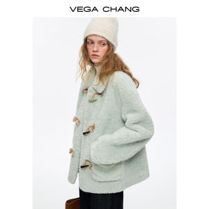 VEGA CHANG | Áo Khoác Ngắn Bằng Vải Len Mềm Có Nút Sừng Giống Da Cừu