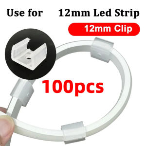 100pcs Klem Lampu Strip Led Klem Lampu Neon Flex 12mm Selang Smd Dc 12V 220v Plastik