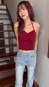 JARINYA เสื้อคล้องคอ เปิดไหล่สีพื้น เนื้อผ้า เกรดดี ทรงเป๊ะ ใส่สวยมาก