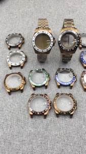 39mm Full Retro Brown Bronze Stainless Steel Sapphire Glass Watch Case With Green Luminous Fixed Bezel Fit NH34NH35NH36 Movement