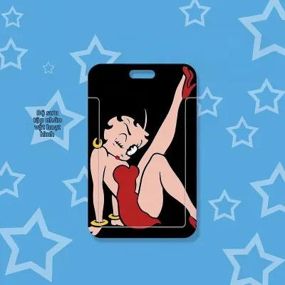 Betty Boop | Betty Boop Cartoon Series Hộp Đựng Thẻ Trượt Dành Cho Sinh Viên Khuôn Viên Trường Bữa Ăn Xe Buýt Thẻ ID Vỏ Bảo Vệ Unisex Màu Trơn Đơn Giản