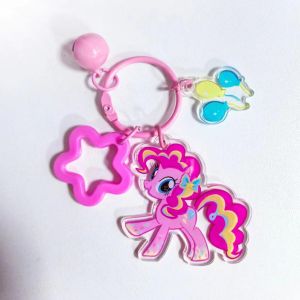 Bandai | Anime My Little Ponyss Keychain Kawaii Twilight Sparkle Pinkie Pie Rainbow Dash Cartoon Key Chain Backpack Accessories Gifts