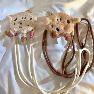 Cute Cookie Character Keychain Long Rope Nylon Woven Crossbody Phone Case Anti-Loss Anti-Fall Outdoor Portable Side Neck Cartoon Universal Ins Women