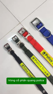 (Vòng cổ Police) Vòng Cổ Phản Quang Police Dog Khóa Hợp Kim - Dành cho Pet từ 2-35KG - Có đệm êm ái