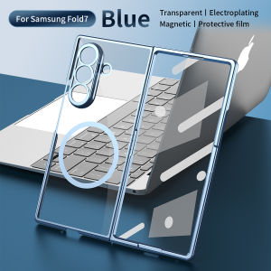 Magnetic Clear Transparent PC+TPU Phone Case for Galaxy Z Fold 8 Ultra 7 6 5 4 3 with Glass Film Protector Shockproof Back Cover
