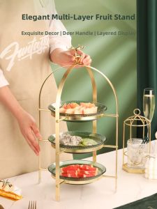 Multi-Layer Glass Fruit Tray Candy Snack Tray for Living Room Coffee Table Beauty Salon Front Desk Home Use European Style