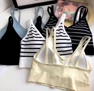 Áo bra cotton gân tăm dây kép quyến rũ - Bra mút mỏng nhẹ lưng thun co dãn tốt DLN68 - B3044