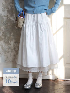 High Waist Lace Patchwork Mini Skirt Womens White A-Line Skirt Early Autumn Umbrella Skirt New Style Cotton Nylon Polyester Spandex Blend