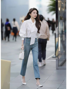 French Style White Long Sleeve Shirt Womens Casual Loose Fashionable Versatile Elegant Top Spring 2024 New Arrival