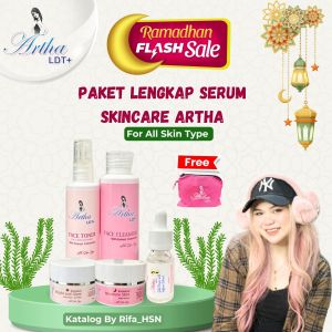 1 PAKET SKINCARE +  GOLD SERUM  ARTHA LDT (FOR ALL SKIN) FREE POUCH