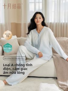 SHI YUE JIE JING | Bộ Đồ Ngủ Bán Nhung Dành Cho Thai Phụ Và Sau Sinh