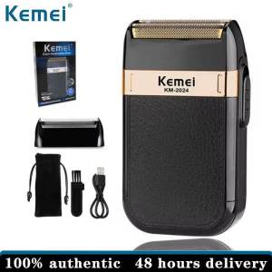 Kemei Professional USB Charging Electric Shaver Mens Leather Waterproof Shaver
