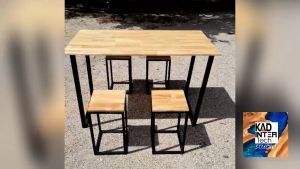 รุ่นใหม่ เสริมคาน 3 ชิ้น ชุดโต๊ะ 1 +เก้าอี้ 6 ขาสามแท่งแบบลอฟท์ไตล์ สีดำ งานไม้แท้ (ภาษาไทย)