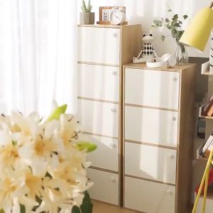 SKPLUS 6 Layer Storage Cabinet Bookshelf With Door Wooden Multi Layer Living Room Floor Standing Storage Rack - Fulfilled by SKPLUS