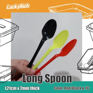 LuckyRich - Long Spoon - Black - Disposable 100pcs for Party and Event needs