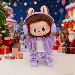 cute gift For Kpop Labubu V1 V2 V3 Christmas onesie hat set Clothing cute gift 17cm Mini Plush DollS Clothes Outfit Accessories