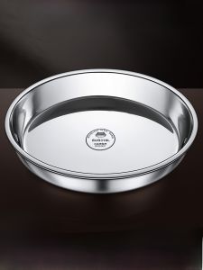 Food Grade 316 Stainless Steel round Dish Home Use Shallow Steam Pan 304 Plate Large Circular Tray Chinese Style Dining Utensils