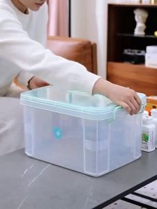 PRADO Transparent Medical Storage Box Home Organizer Box Large Capacity Compartment Bekas Ubat 透明收纳盒