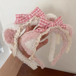 Cute Bear Ear Hairband Sweet Butterfly Knot Makeup Washing Face Hair Clip Fashionable Girls Hair Accessories Fresh out New 2024