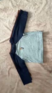 BỘ THUN TAY DÀI CHO BÉ_JMIN_MODAL COTTON_ XANH PHỐI XÁM