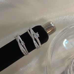 Sugar Ultra Shiny Metallized Zirconia Ring for Women 2025 New Luxury Minimalist Design Trendy Finger Ring Geometric Pattern