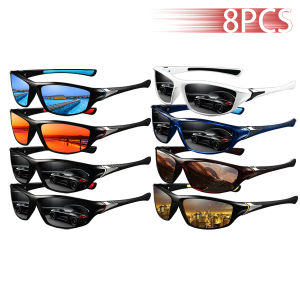8 PCS Fashion Vintage Driving Fishing Cycling Sports Sunglasses Men Women Running Mountaineering Sport Sun Glasses UV400 Eyewear