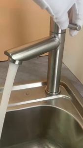 SUS304 stainless steel brushed gold single cold basin faucet bathroom counter basin faucet